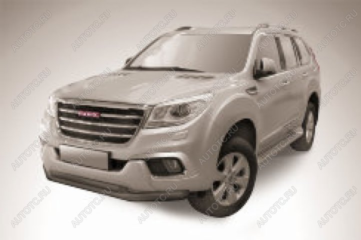 16 699 р. Защита переднего бампера d76+d57 двойная Slitkoff  Haval H9 (2017-2025) 1-ый рестайлинг, 2-ой рестайлинг (нержавейка с полимерным покрытием в цвет черный)  с доставкой в г. Майкоп