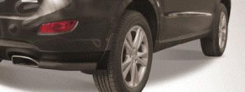 Защита заднего бампера уголки d57 Slitkoff Hyundai Tucson  JM (2004-2010) (нержавейка с полимерным покрытием в цвет черный)