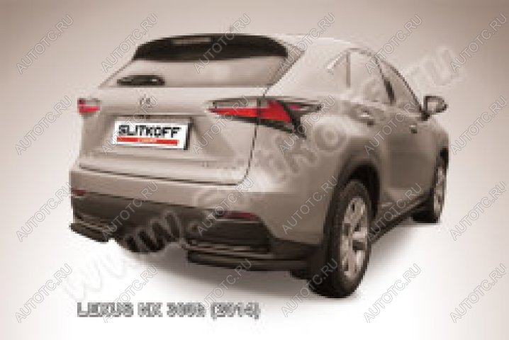 9 849 р. Защита заднего бампера уголки d57 Slitkoff  Lexus NX300h  Z10 (2014-2017) дорестайлинг (нержавейка с полимерным покрытием в цвет черный)  с доставкой в г. Майкоп