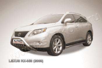 Защита переднего бампера кенгурятник d76 низкий с защитой картера Slitkoff Lexus RX350  AL10 (2008-2012) дорестайлинг (нержавейка с полимерным покрытием в цвет черный)
