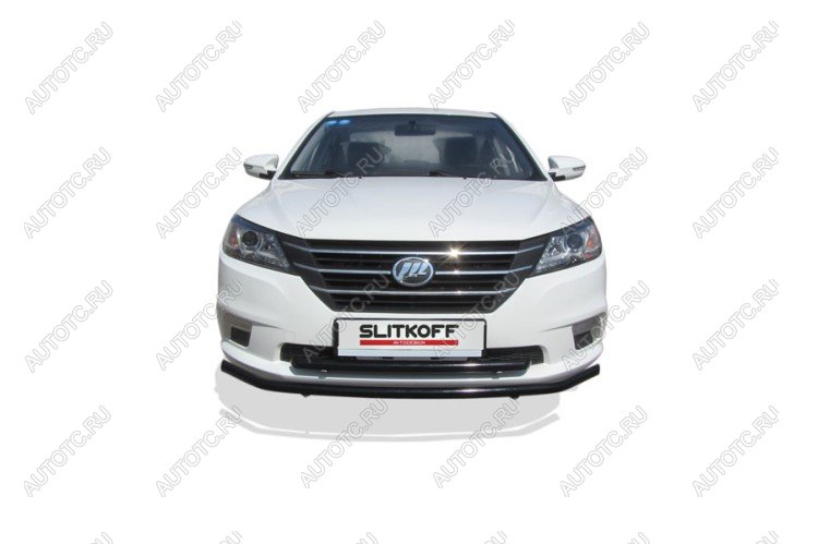 8 599 р. Защита переднего бампера d42 + d42 Slitkoff  Lifan Solano (2016-2025)  дорестайлинг (нержавейка с полимерным покрытием в цвет черный)  с доставкой в г. Майкоп