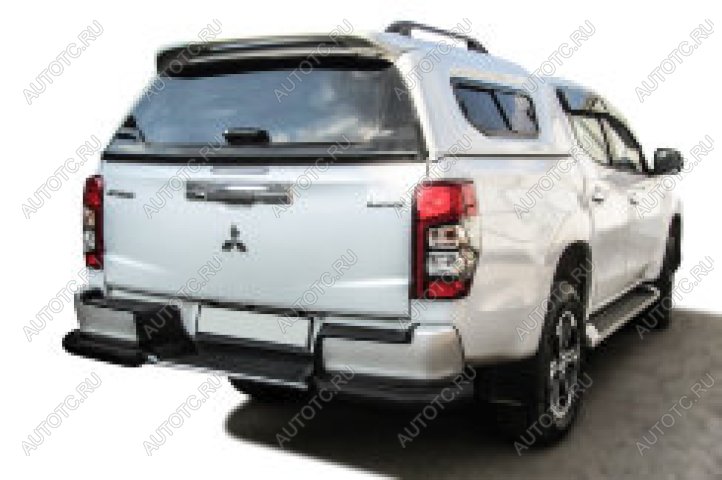 12 999 р. Защита заднего бампера уголки с бампером d76 Slitkoff  Mitsubishi L200  5 KK,KL (2018-2022) рестайлинг (нержавейка с полимерным покрытием в цвет черный)  с доставкой в г. Майкоп
