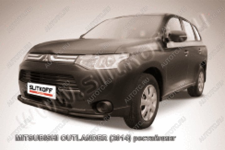 13 899 р. Защита переднего бампера d57+d42 двойная Slitkoff  Mitsubishi Outlander  GF (2014-2016) 1-ый рестайлинг (нержавейка с полимерным покрытием в цвет черный)  с доставкой в г. Майкоп