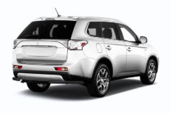 Защита заднего бампера уголки d57 Slitkoff Mitsubishi Outlander  GF (2015-2018) 2-ой рестайлинг (нержавейка с полимерным покрытием в цвет черный)