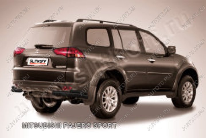9 999 р. Защита заднего бампера уголки d57+d42 двойные Slitkoff  Mitsubishi Pajero Sport  PA (2004-2008) рестайлинг (нержавейка с полимерным покрытием в цвет черный)  с доставкой в г. Майкоп