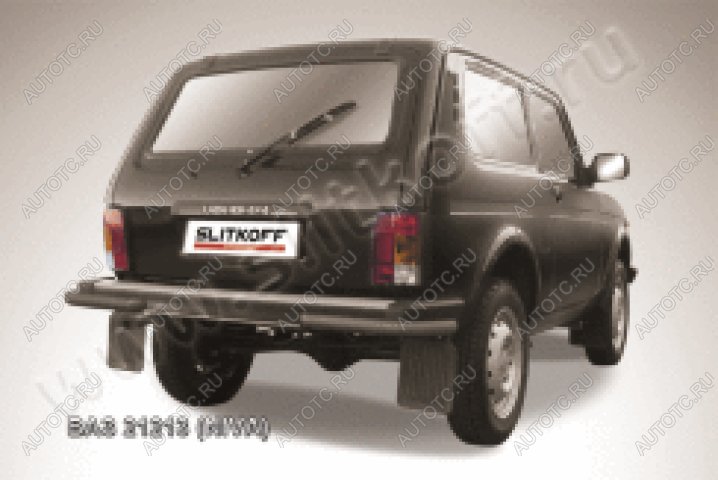 5 949 р. Защита заднего бампера уголки d57 Slitkoff  Лада Нива 4х4  2121 - нива 4х4  2121 (нержавейка с полимерным покрытием в цвет черный)  с доставкой в г. Майкоп