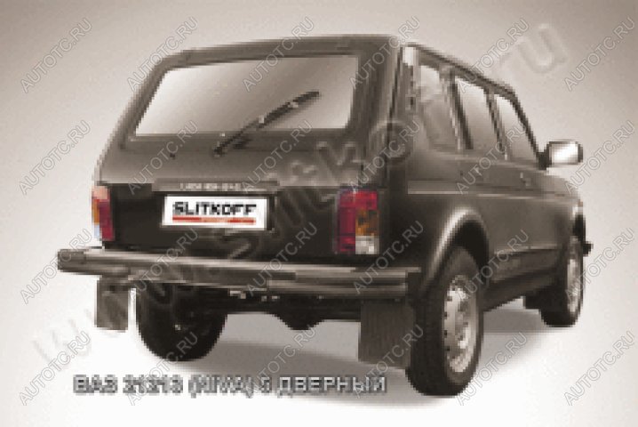 6 999 р. Защита заднего бампера уголки d57+d42 Slitkoff Лада нива 4х4 2131 5 дв. дорестайлинг (1993-2019) (нержавейка с полимерным покрытием в цвет черный)  с доставкой в г. Майкоп