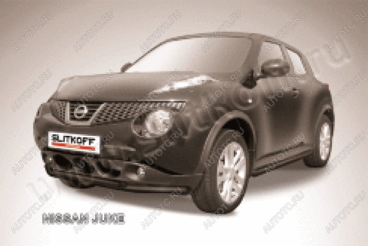 13 199 р. Защита переднего бампера d57+d42 двойная Slitkoff  Nissan Juke  1 YF15 (2010-2014) дорестайлинг (нержавейка с полимерным покрытием в цвет черный)  с доставкой в г. Майкоп