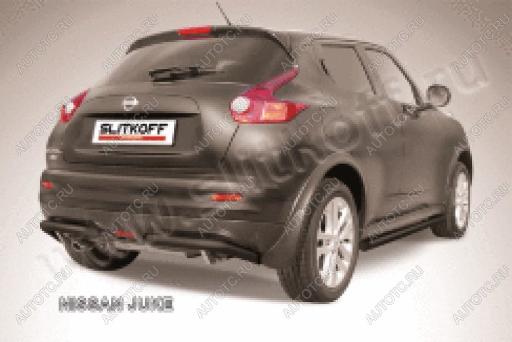10 699 р. Защита заднего бампера уголки d57 (4WD) Slitkoff  Nissan Juke  1 YF15 (2010-2014) дорестайлинг (нержавейка с полимерным покрытием в цвет черный)  с доставкой в г. Майкоп