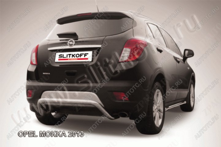 12 449 р. Защита заднего бампера d57 скоба Slitkoff Opel Mokka  дорестайлинг (2012-2016) (нержавейка с полимерным покрытием в цвет черный)  с доставкой в г. Майкоп
