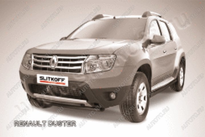 10 499 р. Защита переднего бампера d42+d42 двойная Slitkoff  Renault Duster  HS (2010-2015) дорестайлинг (нержавейка с полимерным покрытием в цвет черный)  с доставкой в г. Майкоп