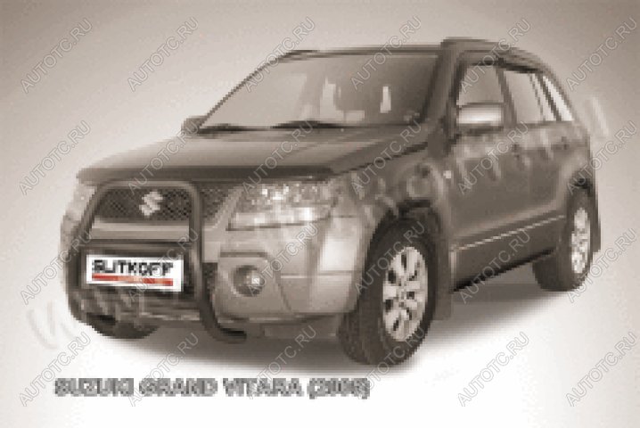 26 399 р. Защита переднего бампера кенгурятник d57 высокий Slitkoff  Suzuki Grand Vitara ( JT 5 дверей,  JT 3 двери) (2005-2008) дорестайлинг (нержавейка с полимерным покрытием в цвет черный)  с доставкой в г. Майкоп