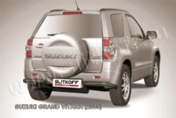 Защита заднего бампера уголки d57 Slitkoff Suzuki Grand Vitara ( JT 5 дверей,  JT 3 двери) (2005-2008) дорестайлинг (нержавейка с полимерным покрытием в цвет черный)