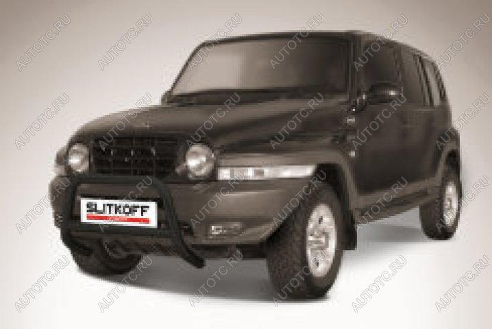 30 749 р. Защита переднего бампера кенгурятник d57 низкий Slitkoff  ТАГАЗ Tager  5d (2008-2012) (нержавейка с полимерным покрытием в цвет черный)  с доставкой в г. Майкоп
