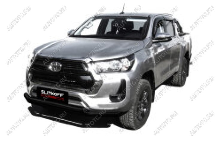 22 699 р. Защита переднего бампера d76+d57 двойная Slitkoff  Toyota Hilux  AN120 (2020-2025) 2-ой рестайлинг (нержавейка с полимерным покрытием в цвет черный)  с доставкой в г. Майкоп