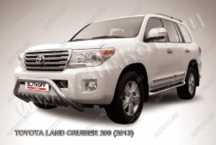 41 699 р. Защита переднего бампера кенгурятник d76 низкий широкий с ЗК Slitkoff  Toyota Land Cruiser  200 (2012-2015) 1-ый рестайлинг (нержавейка с полимерным покрытием в цвет черный)  с доставкой в г. Майкоп