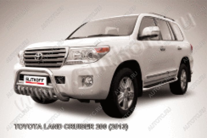 46 999 р. Защита переднего бампера кенгурятник d76 низкий с ЗК Slitkoff  Toyota Land Cruiser  200 (2012-2015) 1-ый рестайлинг (нержавейка с полимерным покрытием в цвет черный)  с доставкой в г. Майкоп