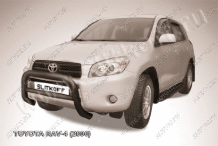 29 899 р. Защита переднего бампера кенгурятник d76 низкий Slitkoff  Toyota RAV4  XA305 (2005-2009) 5 дв. дорестайлинг (нержавейка с полимерным покрытием в цвет черный)  с доставкой в г. Майкоп