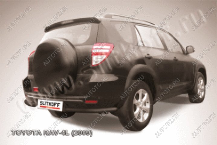8 499 р. Защита заднего бампера уголки d57 Slitkoff  Toyota RAV4  XA30 (2003-2010) 5 дв. удлиненный дорестайлинг, 5 дв. удлиненный 1-ый рестайлинг (нержавейка с полимерным покрытием в цвет черный)  с доставкой в г. Майкоп