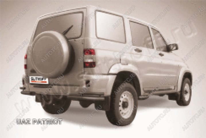 7 549 р. Защита заднего бампера уголки d57+d42 двойные Slitkoff  Уаз Патриот  3163 5 дв. (2005-2013) дорестайлинг (нержавейка с полимерным покрытием в цвет черный)  с доставкой в г. Майкоп