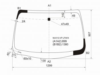 7 299 р. Стекло лобовое Nissan March 10-22  Micra 10-20 XYG NI-K13-VP LFW/X  с доставкой в г. Майкоп. Увеличить фотографию 1