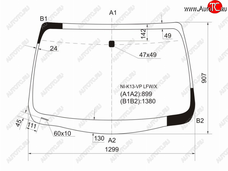 7 299 р. Стекло лобовое Nissan March 10-22  Micra 10-20 XYG NI-K13-VP LFW/X  с доставкой в г. Майкоп