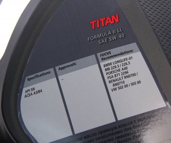 3 299 р. Масло моторное TITAN Formula II LL 5W40 синт.4л FUCHS FUCHS 0069491006  с доставкой в г. Майкоп. Увеличить фотографию 2