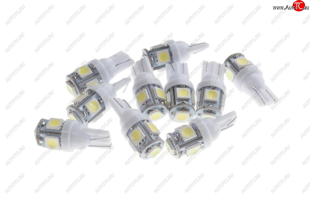 35 р. Лампа светодиодная 12V W5W T10 W2.1x9.5d 6000K 5 SMD 5050 White MEGA ELECTRIC MEGA ELECTRIC 010714w  с доставкой в г. Майкоп