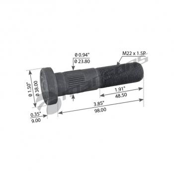 246 р. Шпилька колеса ROR TA,TC,TM (М22х1.5х98107) MANSONS MANSONS 033.810.003  с доставкой в г. Майкоп. Увеличить фотографию 3