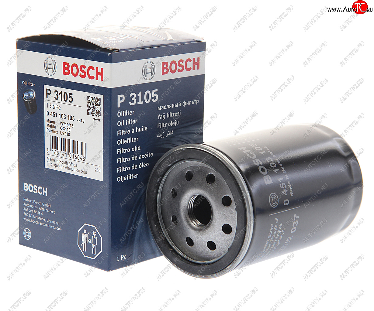 639 р. Фильтр масляный MERCEDES 190 (W201),E (W124) BOSCH BOSCH 0451103105 BOSCH 0451103105  с доставкой в г. Майкоп