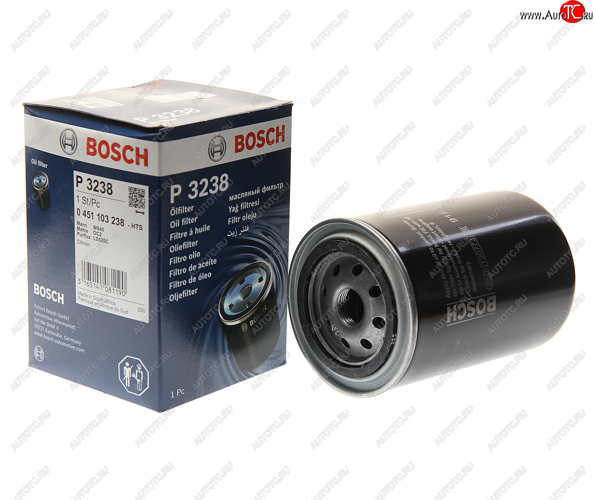 719 р. Фильтр масляный PEUGEOT 607 (00-10) (3.0) CITROEN C8 (02-) (3.0) BOSCH BOSCH 0451103238  с доставкой в г. Майкоп