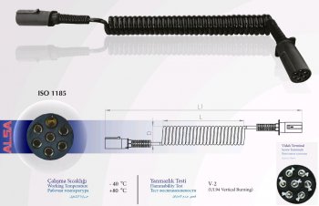 3 599 р. Кабель электрический прицепа N-type 7-полюсный L=4500мм пластиковые штекеры ALSA ALSA 05rf0103n45  с доставкой в г. Майкоп. Увеличить фотографию 2