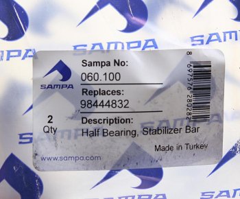 359 р. Втулка стабилизатора IVECO EuroTech,EuroCargo,Tector переднего (половинка) (62x92x7080мм) SAMPA SAMPA 060.100  с доставкой в г. Майкоп. Увеличить фотографию 3
