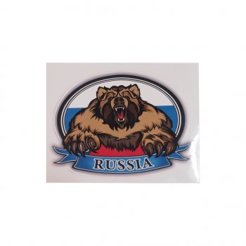 47 р. Наклейка-знак виниловая RUS-флаг медведь 10х14см (овал) в упаковке AUTOSTICKERS AUTOSTICKERS 06811062617  с доставкой в г. Майкоп. Увеличить фотографию 1