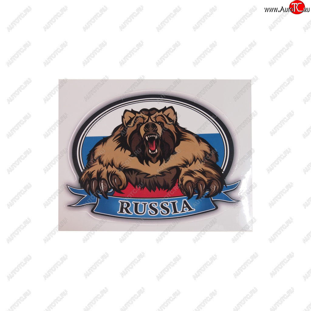 47 р. Наклейка-знак виниловая RUS-флаг медведь 10х14см (овал) в упаковке AUTOSTICKERS AUTOSTICKERS 06811062617  с доставкой в г. Майкоп