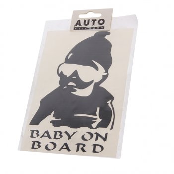 119 р. Наклейка виниловая вырезанная Baby on Board 12х17см черная AUTOSTICKERS AUTOSTICKERS 07555  с доставкой в г. Майкоп. Увеличить фотографию 1