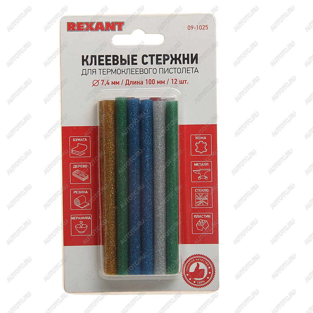157 р. Стержень клеевой 7.4х100мм цветной (с блестками) 12шт. в блистере REXANT REXANT 09-1025  с доставкой в г. Майкоп