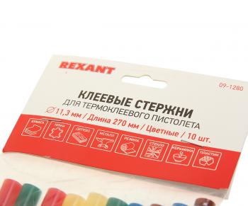 469 р. Стержень клеевой 11.3х270мм цветной 10шт. REXANT REXANT 09-1280  с доставкой в г. Майкоп. Увеличить фотографию 2