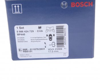 2 199 р. Колодки тормозные передние (4шт.) BOSCH Hyundai Santa Fe SM (2000-2012)  с доставкой в г. Майкоп. Увеличить фотографию 4