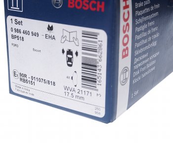 1 399 р. Колодки тормозные передние (4шт.) BOSCH Ford Escort ANL 1-ый рестайлинг универсал (1992-1994)  с доставкой в г. Майкоп. Увеличить фотографию 3