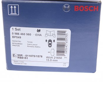 1 269 р. Колодки тормозные передние (4шт.) BOSCH Mitsubishi Colt CA0 хэтчбэк 3 дв. (1991-1996)  с доставкой в г. Майкоп. Увеличить фотографию 4