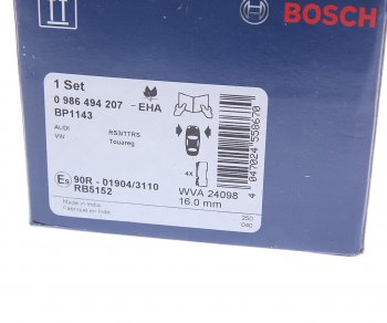 5 299 р. Колодки тормозные передние (4шт.) BOSCH Volkswagen Touareg GP рестайлинг (2006-2010)  с доставкой в г. Майкоп. Увеличить фотографию 4