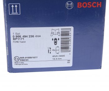 3 899 р. Колодки тормозные передние (4шт.) BOSCH Ford Transit цельнометаллический фургон (2006-2014)  с доставкой в г. Майкоп. Увеличить фотографию 4