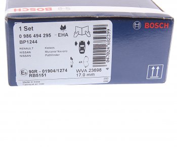 3 089 р. Колодки тормозные передние R17 (4шт.) BOSCH Nissan Navara 1 D22 рестайлинг (2000-2005)  с доставкой в г. Майкоп. Увеличить фотографию 4