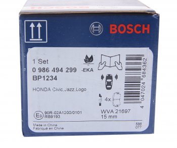1 869 р. Колодки тормозные передние (4шт.) BOSCH Honda Jazz (2015-2018)  с доставкой в г. Майкоп. Увеличить фотографию 4