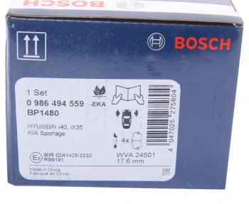 3 299 р. Колодки тормозные передние без отверстий (4шт.) BOSCH Hyundai IX35 LM рестайлинг (2013-2018)  с доставкой в г. Майкоп. Увеличить фотографию 4