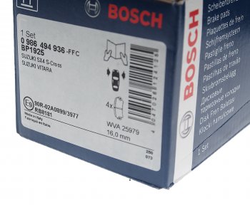3 099 р. Колодки тормозные передние (4шт.) BOSCH Suzuki SX4 JYB, JYA хэтчбэк дорестайлинг (2013-2016)  с доставкой в г. Майкоп. Увеличить фотографию 3