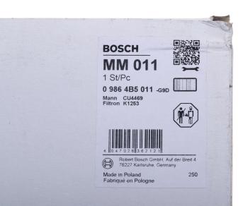 669 р. Фильтр воздушный салона MERCEDES Atego (98-04) BOSCH BOSCH 09864b5011  с доставкой в г. Майкоп. Увеличить фотографию 4