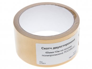 131 р. Скотч двухсторонний 48ммх10м на основе полипропилена TECHROLL TECHROLL 099107485014  с доставкой в г. Майкоп. Увеличить фотографию 1