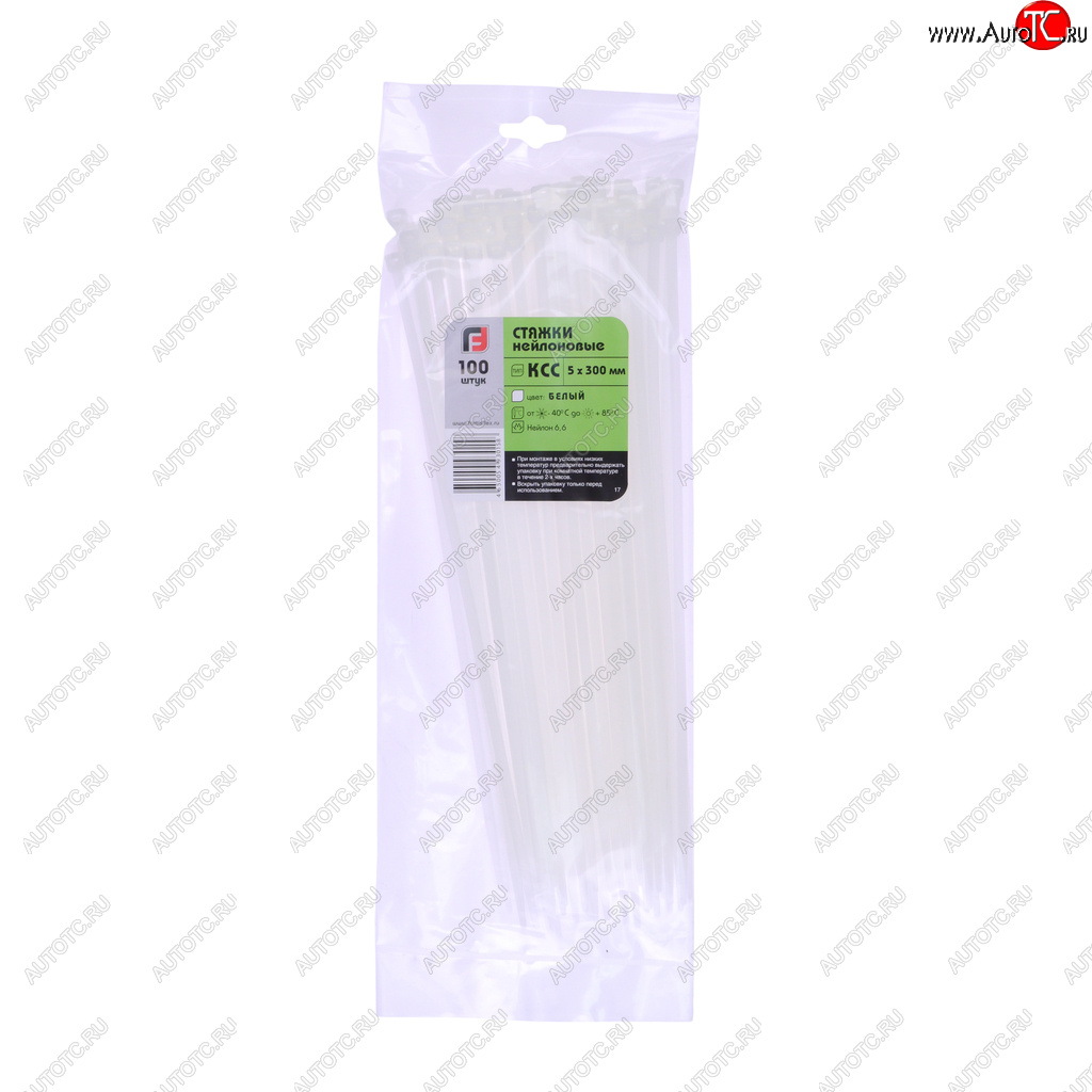 299 р. Хомут-стяжка 300х5.0 пластик белый (100шт.) FORTISFLEX FORTISFLEX 1005300  с доставкой в г. Майкоп